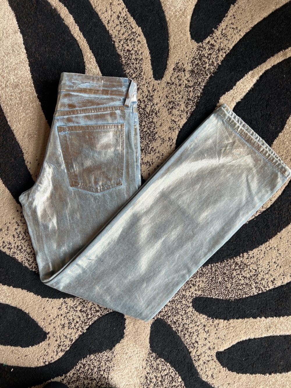 Zara Wide Leg Metallic Jeans